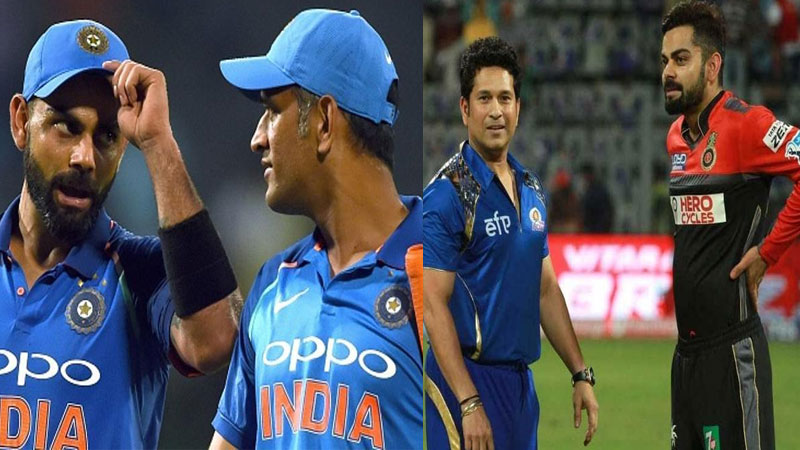Virat kohli with scahin and dhoni