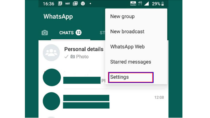 Whatsapp settings