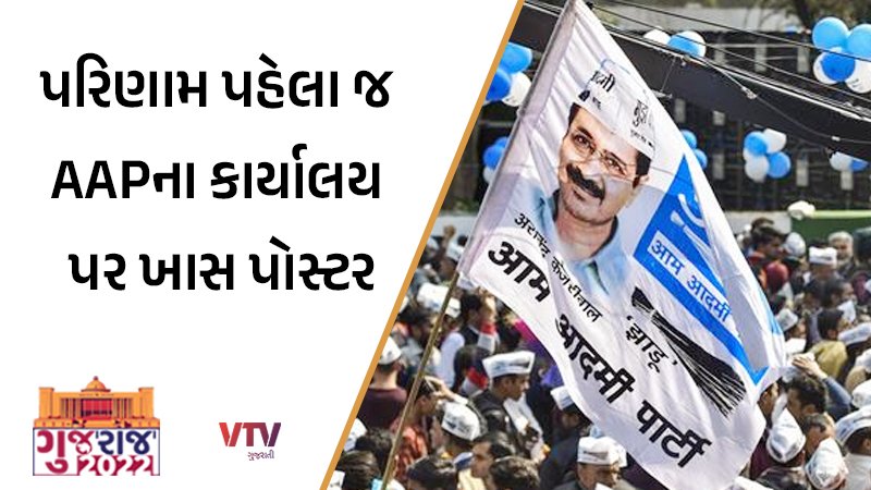 પરિણામ પહેલા જ AAPના કાર્યાલયમાં જુઓ કેવા પોસ્ટર લાગ્યા લાવ્યા, લોકો ...