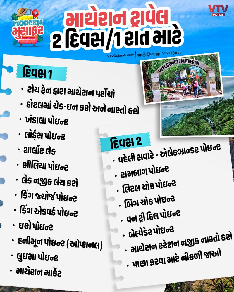 Itinerary or points to visit in matheran
