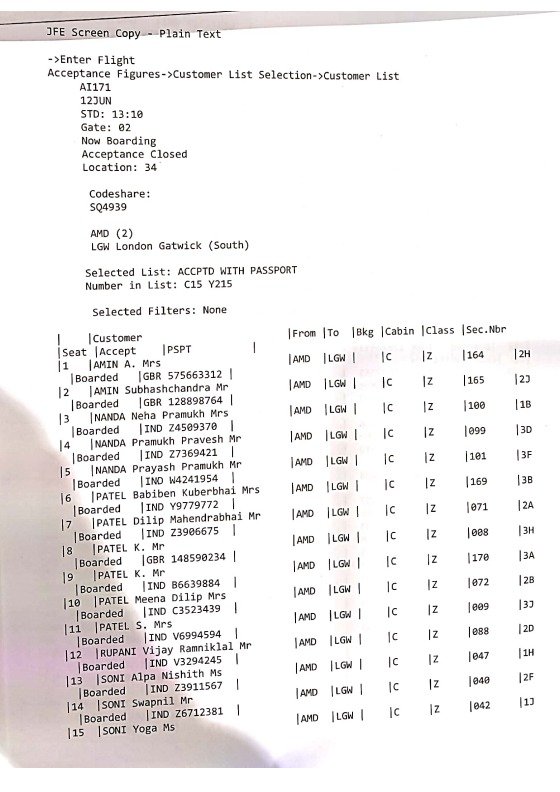 passenger List
